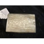 19th cent. Chinese mother of pearl and silver mounted snuff box of rectangular form, engraved with