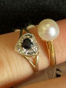 Hallmarked Jewellery: 9ct gold ring set with a heart shape sapphire, estimated weight 0.25ct and a