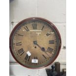Clocks: Early 20th cent. Mahogany pendulum wall clock, circular case with unsigned fusee movement,