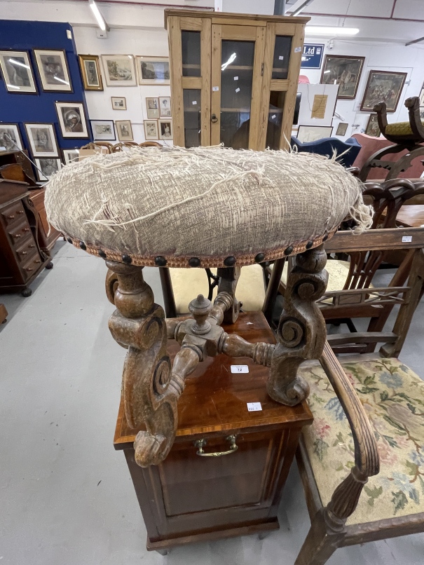 Edwardian mahogany purdonium with lead liner, Regency carver chair and an oak Carolean style - Image 2 of 3