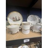 An extremely rare Peover Staffordshire teacup and saucer painted with classical urns and festoons of