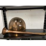 20th cent. Copper: Post horn and fire guard.