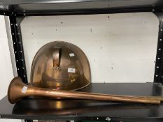 20th cent. Copper: Post horn and fire guard.