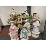 20th cent. Ceramics: Coalport figurines including Emma Hamilton, Empress Josephine, Faye Whittaker