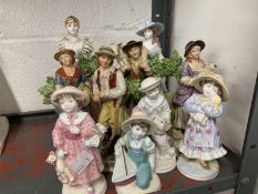 20th cent. Ceramics: Coalport figurines including Emma Hamilton, Empress Josephine, Faye Whittaker