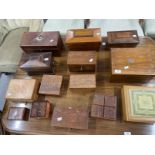 19th/20th cent. Treen: Five assorted tea caddies including rosewood and mahogany examples, walnut