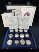 Coins: Silver proof coins currency of the named Countries, some with certificates, boxed. (24 in