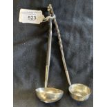 Hallmarked Silver: Scottish horn handle toddy ladle with thistle finial, David Crichton Rait,