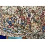 Textiles: Pair of 20th cent. Tapestry wall hangings in the medieval style. 46ins. x 25ins.