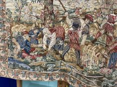 Textiles: Pair of 20th cent. Tapestry wall hangings in the medieval style. 46ins. x 25ins.