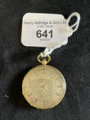 Watches: Yellow metal open faced key wind dress pocket watch having a silver coloured dial with