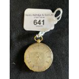 Watches: Yellow metal open faced key wind dress pocket watch having a silver coloured dial with