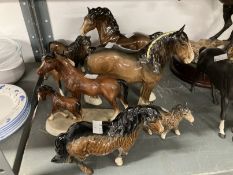 Ceramics: Beswick horses including two Shires. (4) Plus two A/F examples and one other horse and