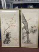 Japanese Art: Early 20th cent. Two inkwash on rice paper and silk, the first depicts mountain,