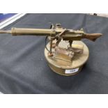 World War One: Rare WWI Trench Art, lighter taking the form of a heavy machine gun complete with