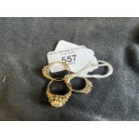Hallmarked Jewellery: Three 9ct gold dress rings, two size P and one N. Total weight 6.3g.