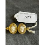 Jewellery: Victorian ladies 15K gold double cameo brooch. 9.6g.