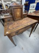 Late 19th cent. Rosewood bonheur du jour with marquetry string inlay decoration, the top section