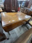 19th cent. Mahogany tripod table A/F, a small round rosewood table with a folding base and a