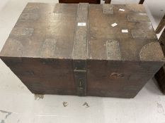 19th cent. Oak metal bound silver box. Approx. 26ins. x 17ins. x 16ins.