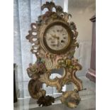 Clocks: French porcelain mantel or table clock, white enamel face, Maple & Co. Ltd. Paris, blue