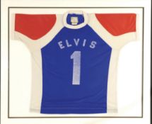 Iconic Elvis Presley Memorabilia: Elvis Presley's Racquetball shirt. This red, white and blue