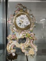 Clocks: French porcelain mantel or table clock, white enamel face, Maple & Co. Ltd. Paris, blue