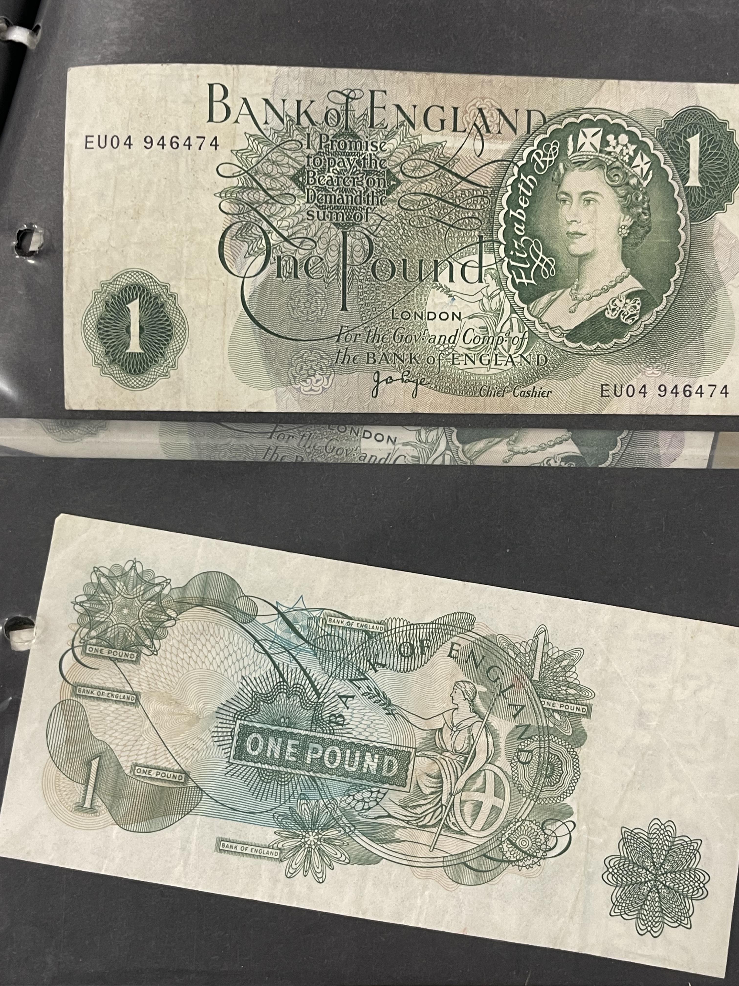 Numismatics: GB banknotes four circulated Fforde 1d notes, five Page uncirculated Isaac Newton £1 - Image 3 of 4