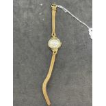 Watches: Hallmarked ladies 9ct gold Mallory of Bath wristwatch, ivory coloured dial with Arabic