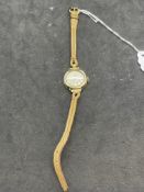 Watches: Hallmarked ladies 9ct gold Mallory of Bath wristwatch, ivory coloured dial with Arabic