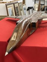 Aircraft: Rare and extremely large mahogany wind tunnel model of a Jaguar Jet Fighter, The Jaguar