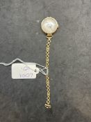 Watches: 9ct gold ladies wristwatch, silver coloured 25mm circular dial, black Arabic numerals