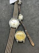 Watches: Stainless steel Benson gentleman's wristwatch, silver coloured dial, Arabic numerals.