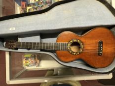 Musical Instruments: A Good 19th century French small bodied guitar by and labelled Pierre Pacherel,