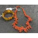 Jewellery: Necklet in the form of graduated branch coral, width at widest point approx. 27mm