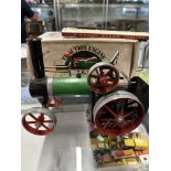 Toys/Models: Mahod steam tractor with box (slightly distressed) and paraffin burner.
