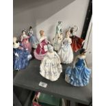 Ceramics: Royal Doulton figurines Caroline, Daisy, Tracy, Claire, Karen, Camellia, Lorraine,