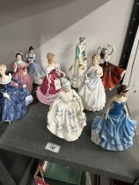 Ceramics: Royal Doulton figurines Caroline, Daisy, Tracy, Claire, Karen, Camellia, Lorraine,