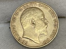 Gold Coins Numismatics: 1905 Edward VII Gold Half Sovereign, George and Dragon.