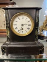 19th cent. Slate and marble 8 day mantel clock. 9½ins.