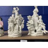 White glazed Tournai figure group of musicians c1765-70, modelled with four figures and