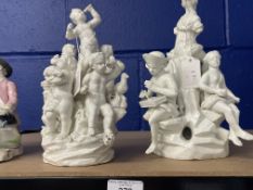 White glazed Tournai figure group of musicians c1765-70, modelled with four figures and