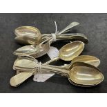 Hallmarked Silver: Flatware Old English pattern. Seven dessert spoons. Weight 10.89oz. Old English