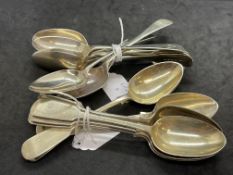 Hallmarked Silver: Flatware Old English pattern. Seven dessert spoons. Weight 10.89oz. Old English