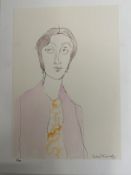 Limited Edition Prints & Illustrations: Set of four hand coloured lithographs of Virginia Woolf by