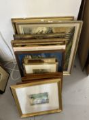 Prints, Watercolours & Woolwork: Large collection of 19th and 20th century prints and