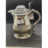 Georgian Hallmarked Silver: Lidded jug with reed pattern handle, lid with scroll handle, ivory