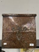 Arts & Crafts: Beaten copper coal box. 14ins. x 14ins.
