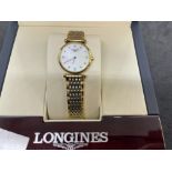 Watches: Longines 'La Grande Classique' gold plated steel case and bracelet. Champagne dial with