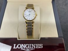 Watches: Longines 'La Grande Classique' gold plated steel case and bracelet. Champagne dial with